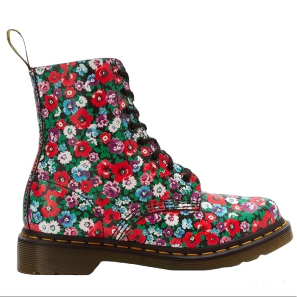 Dr Martens Pascal Black Wild Poppy Floral Print Boots Size 8 - Doc Martens - Picture 4 of 10